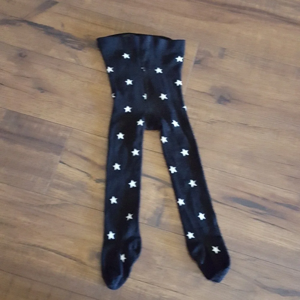 HM Baby Black Star Print Footed Tights Knit Leggings 2-6M Celestial Pattern‎